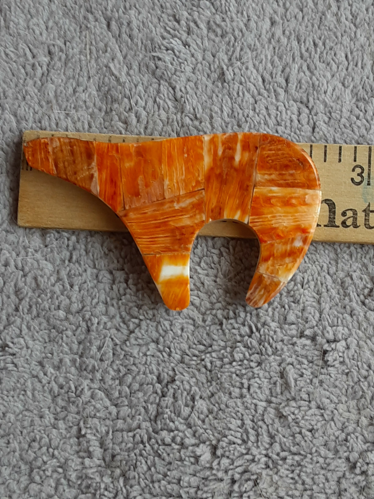 Orange Spiny Oyster Right Facing Bear Pendant 2 1/2" by 1 1/2" Make Offers!!