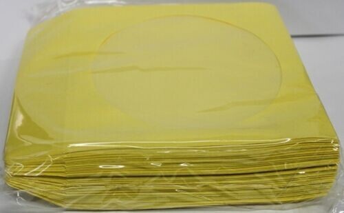 100 Yellow Color CD DVD Paper Sleeve Envelopes