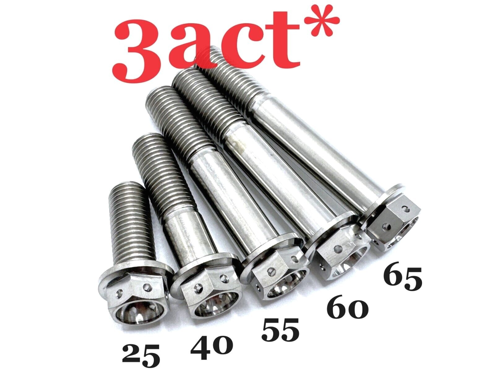 M10 x 25,40,55,60,65mm 1.25mm Pitch Titanium Flange Hex Bolt Race Spec Wire Hole