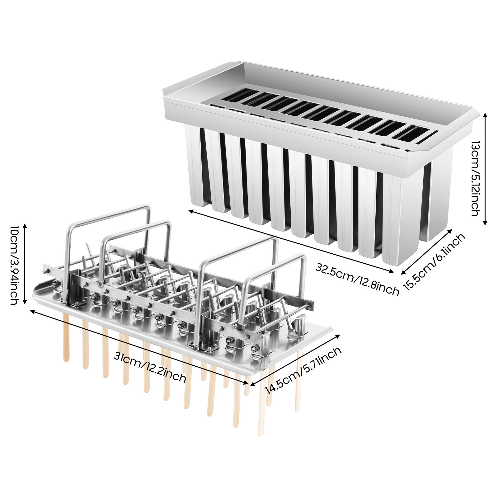 Ice Cream Stick Mold 20pcs Mold Cup Stainless Steel Mold Commercial