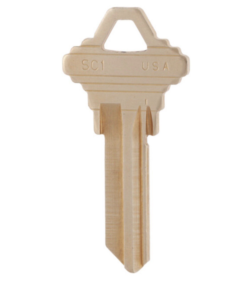 LOT OF TEN LOCKSMITH SC1 KEY BLANKS FITS SCHLAGE C SOLID BRASS MADE IN USA