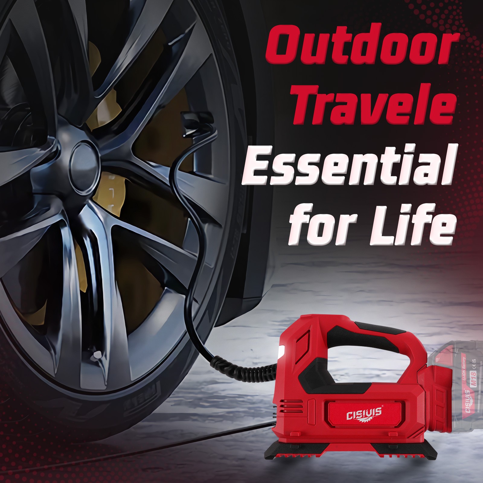 Tire Inflator for Milwaukee M18 Battery Portable Air Compressor for Car, Bicycle