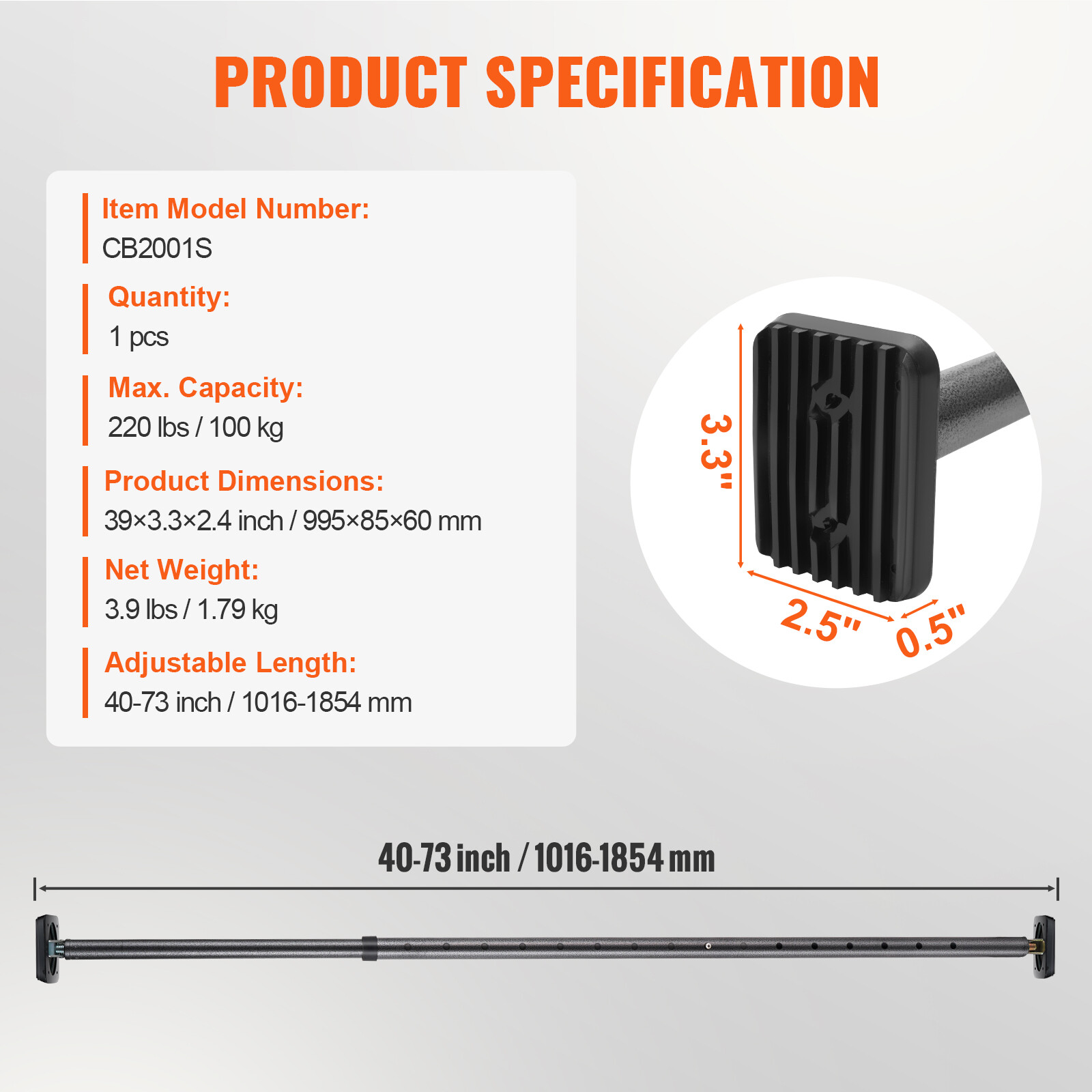 Adjustable Cargo Bar Pickup Truck Bed Holder Ratcheting Stabilizer 40"-73"