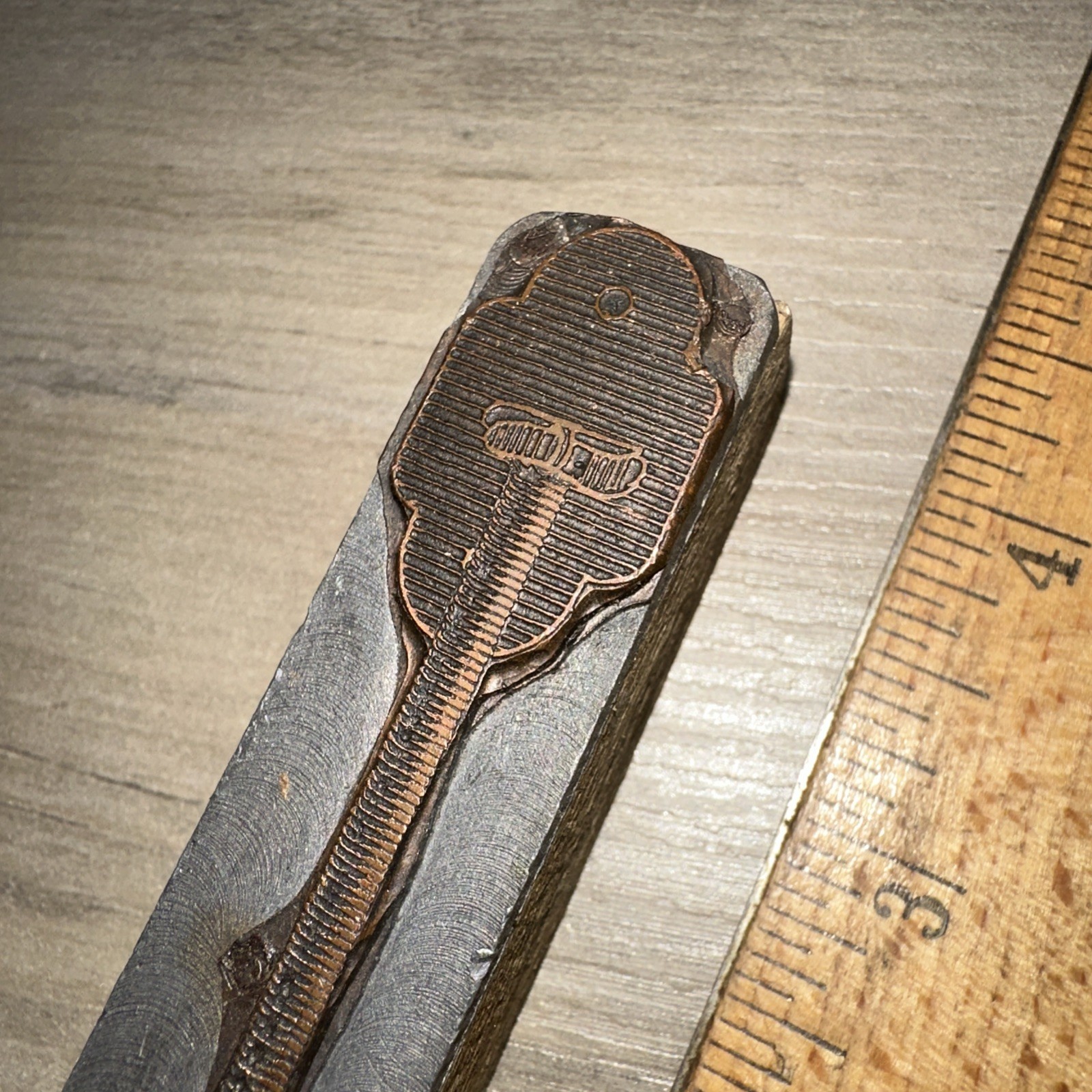 Printing Block “ Unknown Image? Clasp? “ Copper Face Block