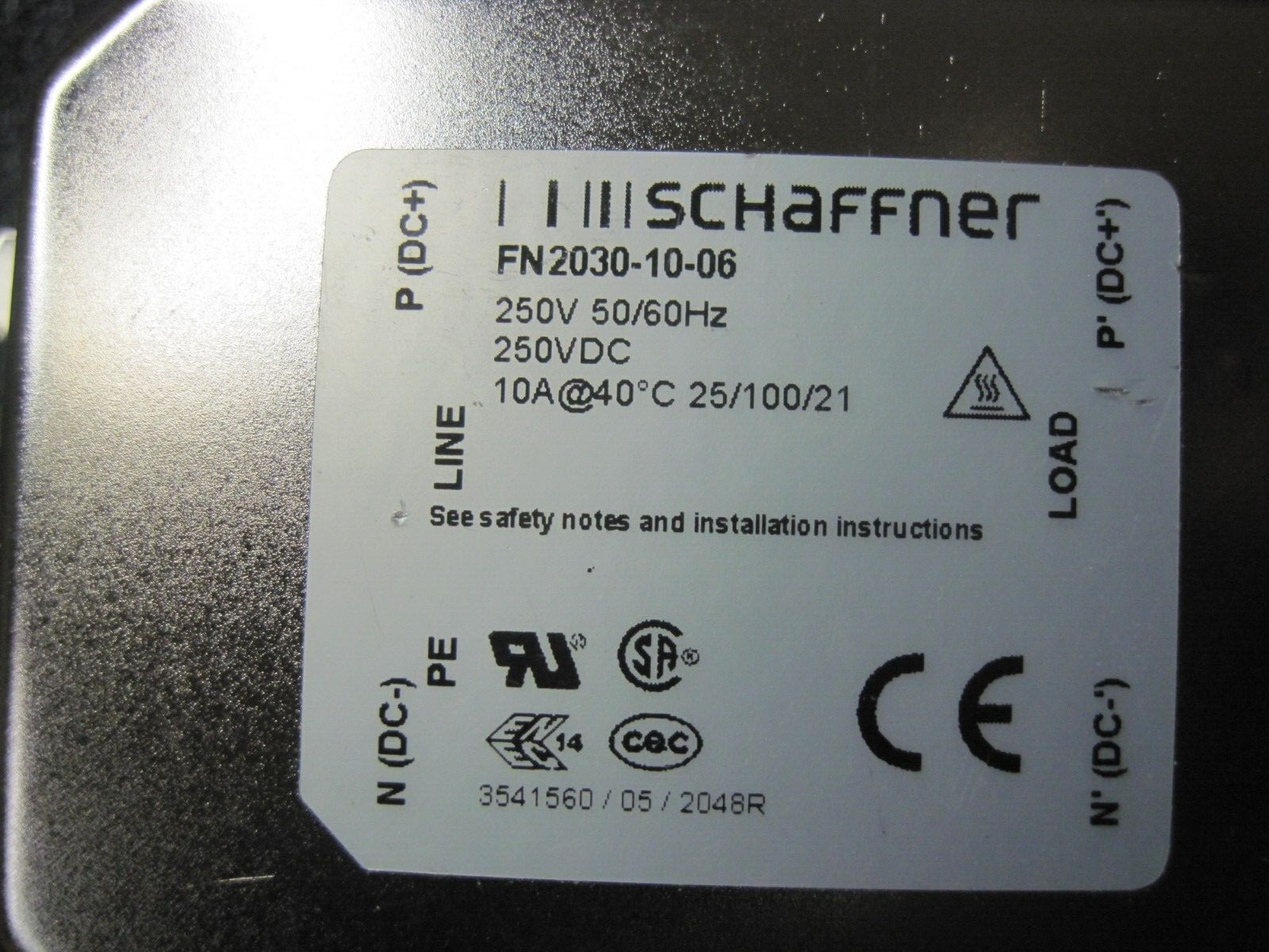 FN2030-10-06  SCHAFFNER  POWER LINE FILTER