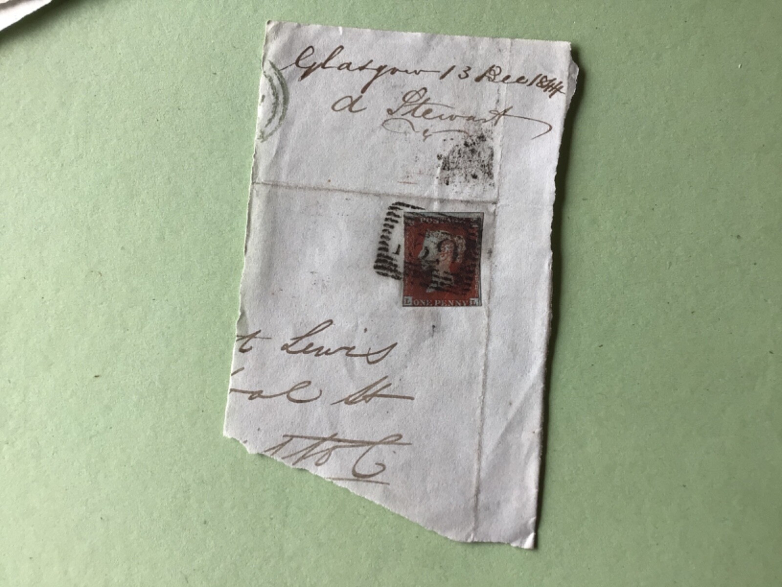 Penny red 1844 Glasgow part   cover A6386