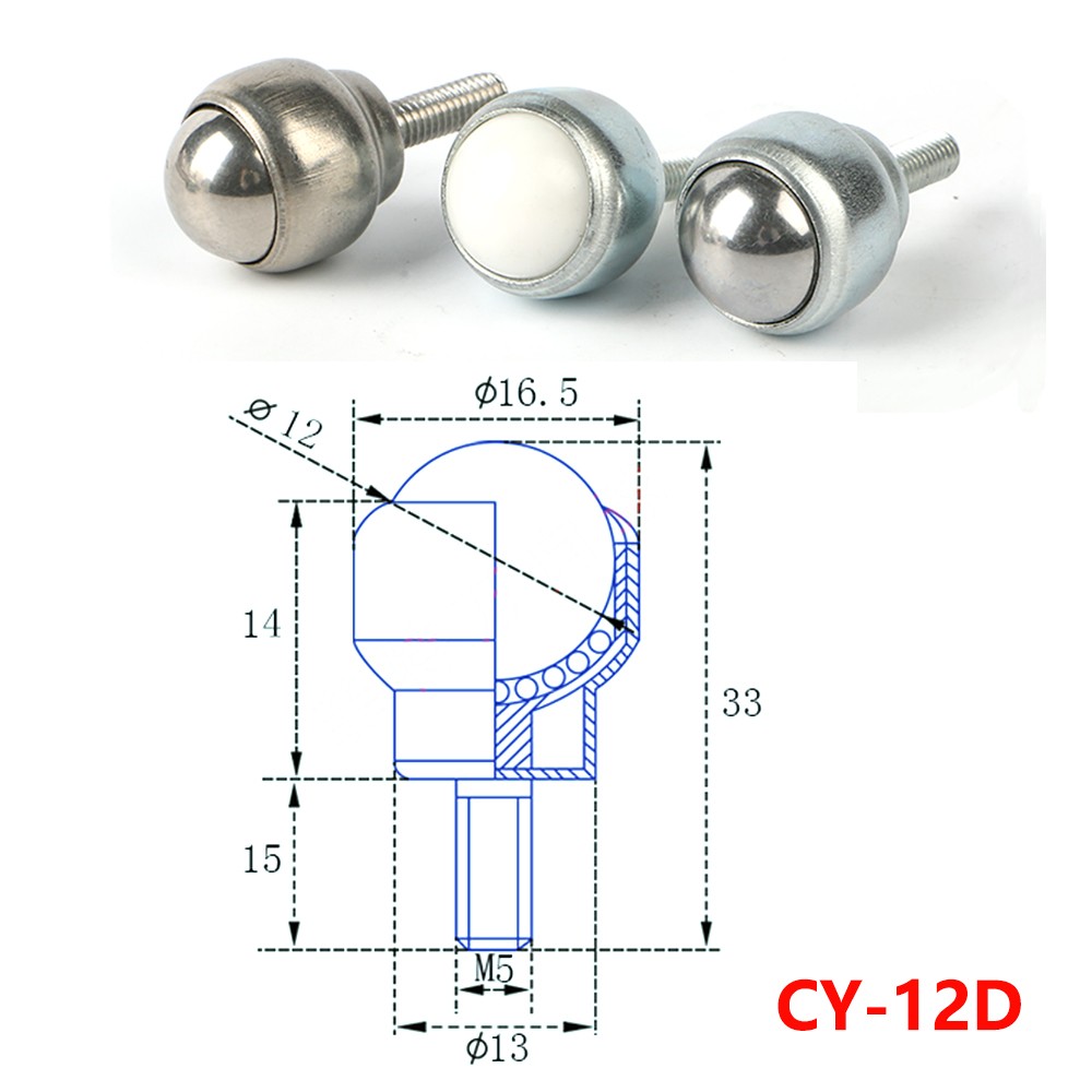 Ball Transfer Bearing Unit Casters Conveyor Roller M5 M6 M8 M10 Male Thread Bolt