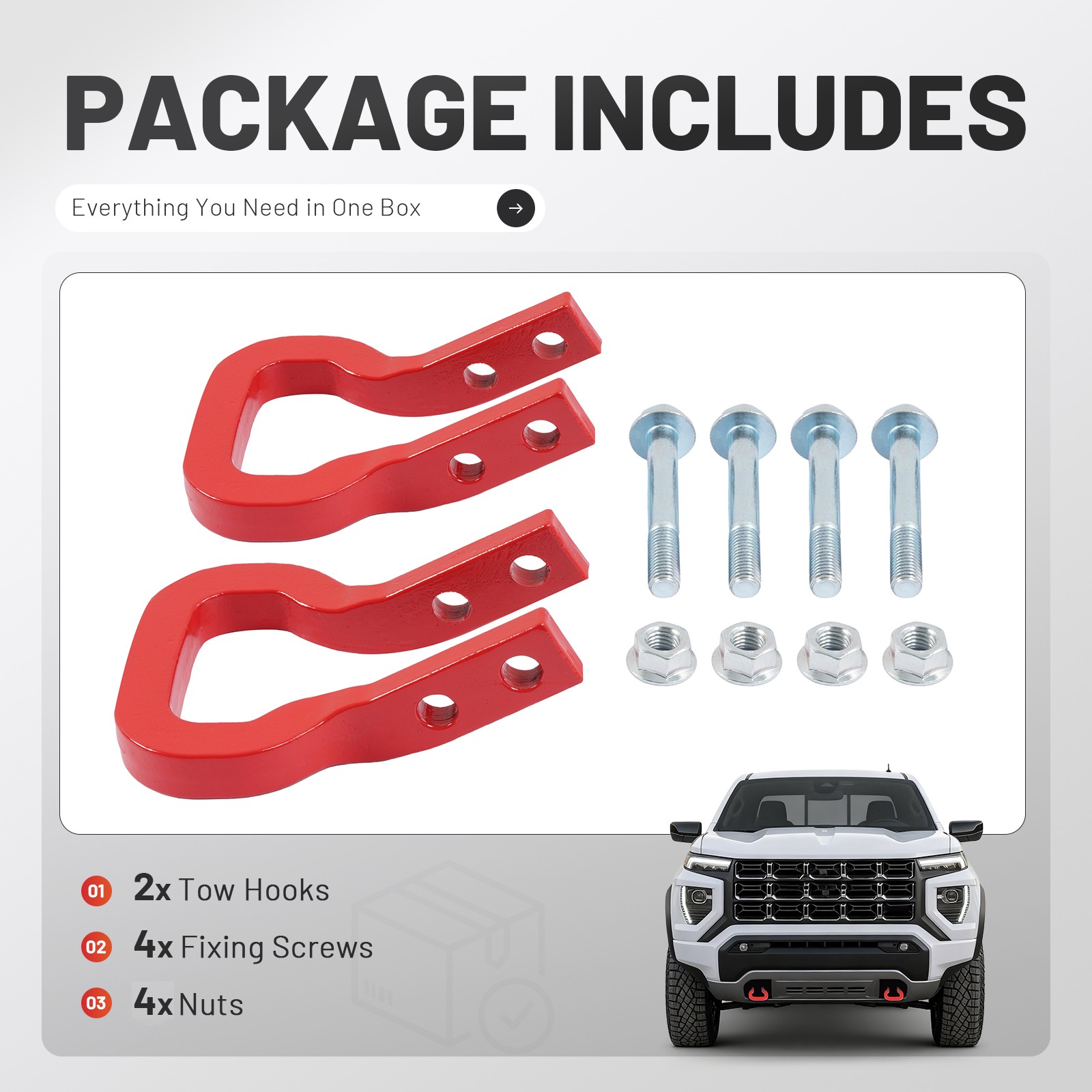 #85137122 Pair Front Recovery Tow Hook For Chevy Colorado 23-26 GMC Canyon 23-26