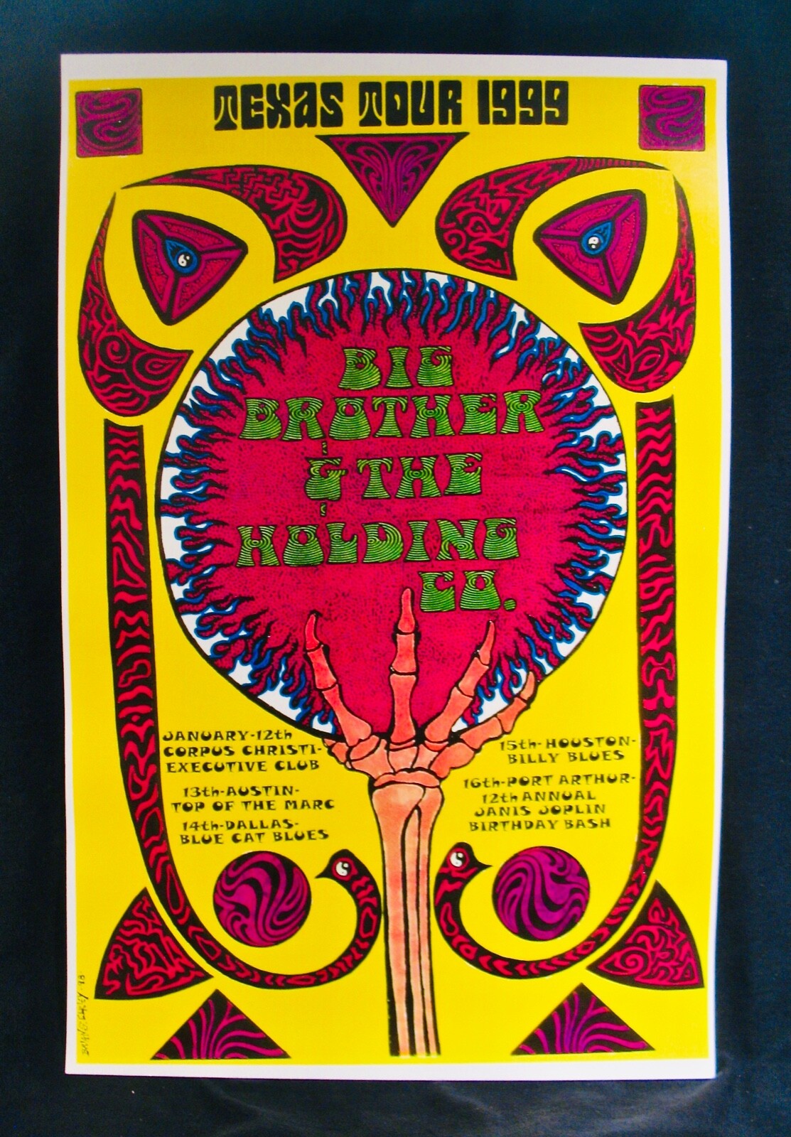 BIG BROTHER & THE HOLDING CO.~Rare 1999 Texas Tour Poster~Great Artwork~JOPLIN