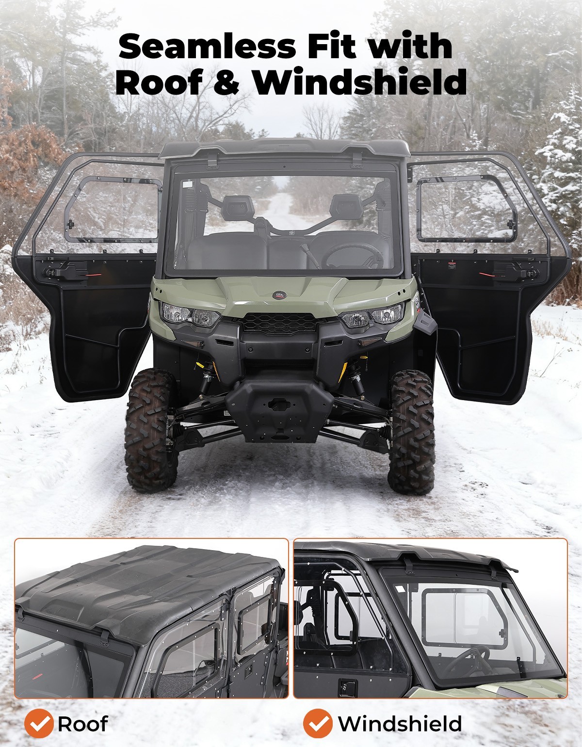 Half Full Cab Enclosure Doors For Can-Am Defender MAX HD7 HD8 HD9 HD10 2017-2026