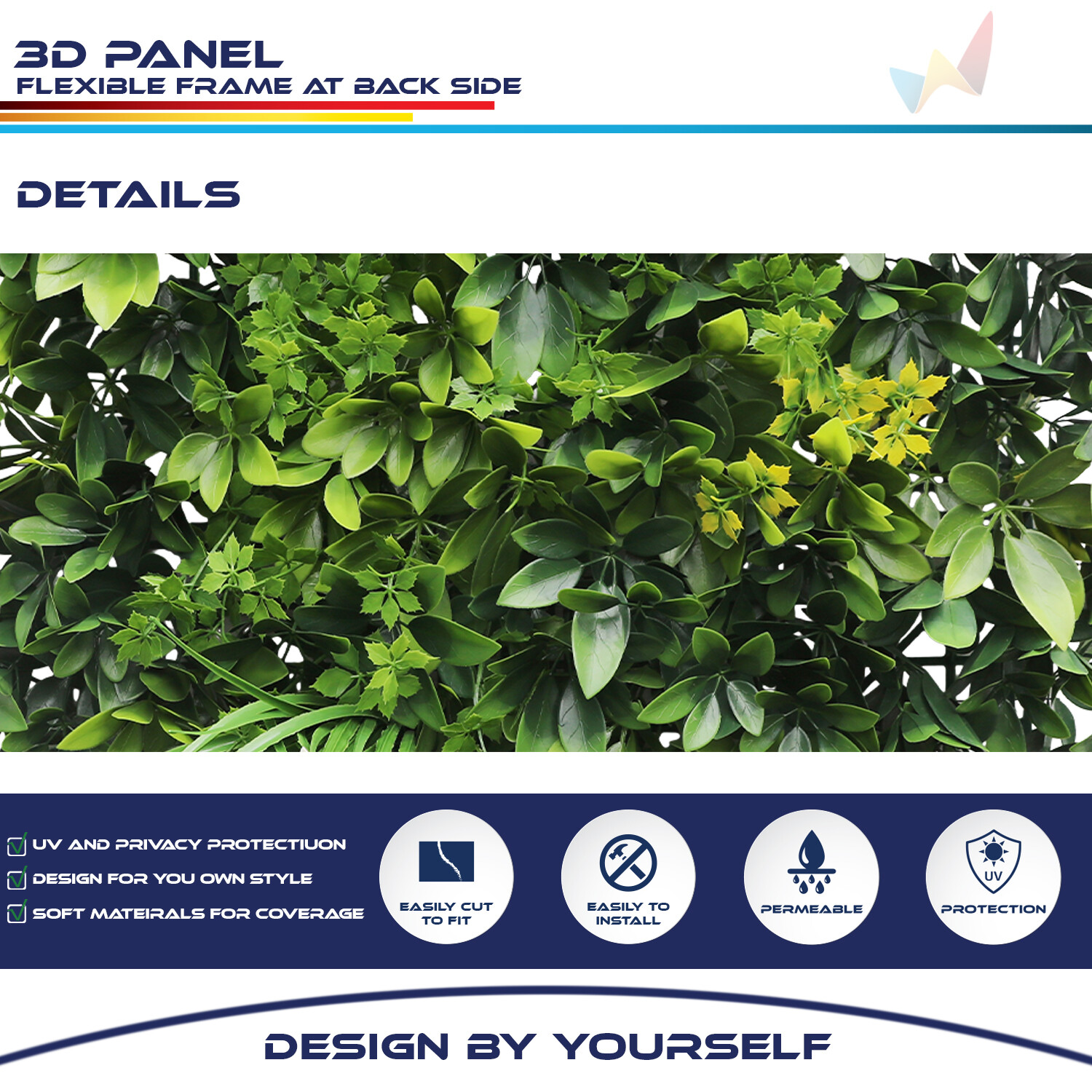 20"x20" Artificial Faux 3D Mix Leaf Privacy Fence Screen Decor Panel Hedge V6