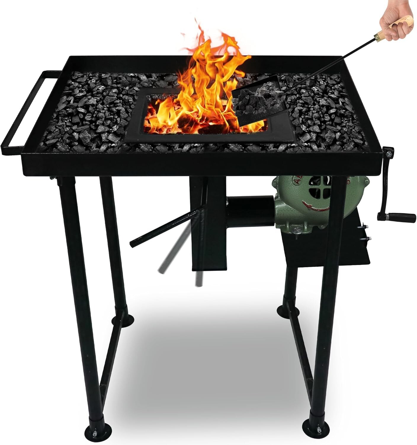 Coal Forge Stand with Fire Pot & Hand Blower -  Blacksmithing Starter kit