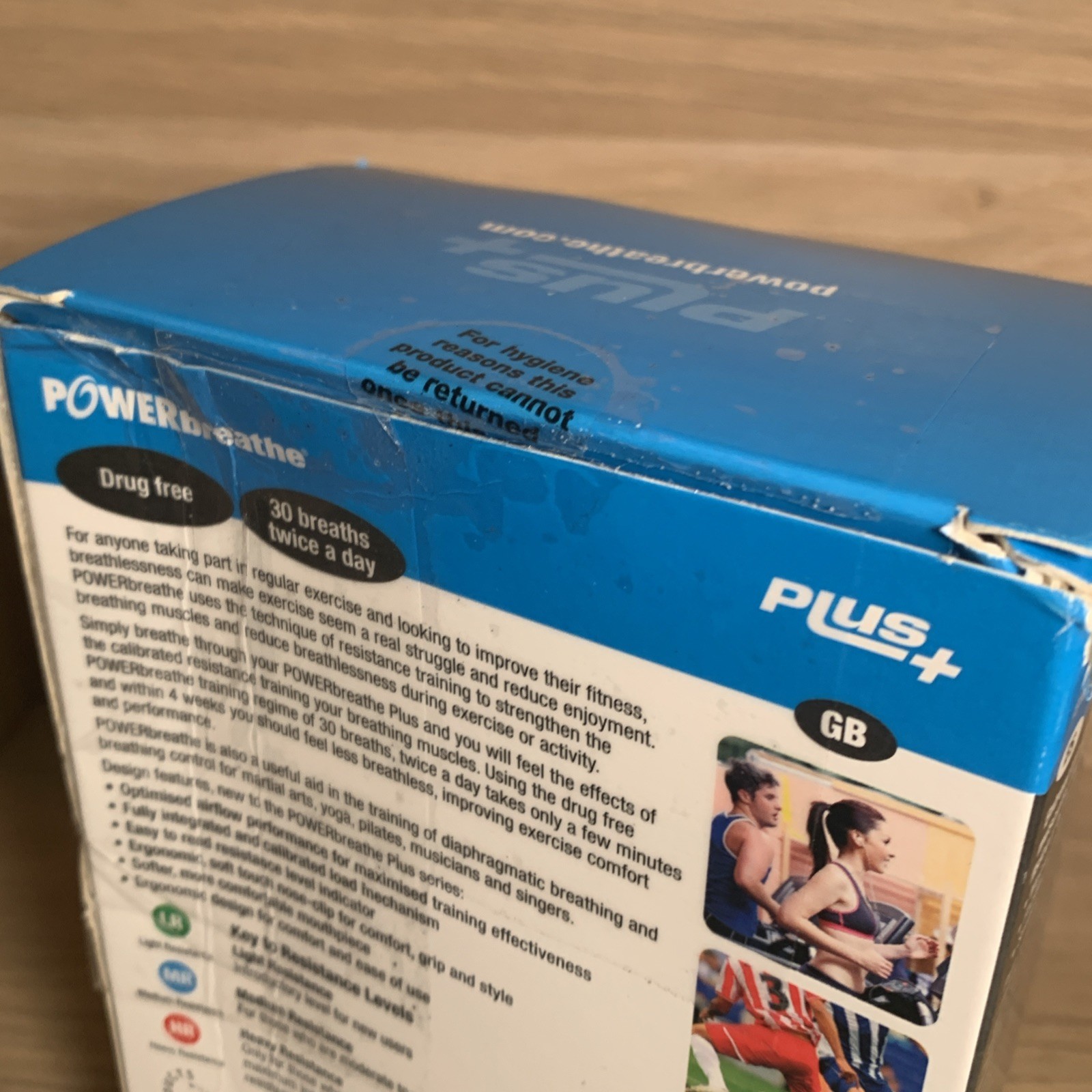POWERbreathe Plus Medium Resistance Breathing Muscle Trainer Blue NEW OPEN BOX