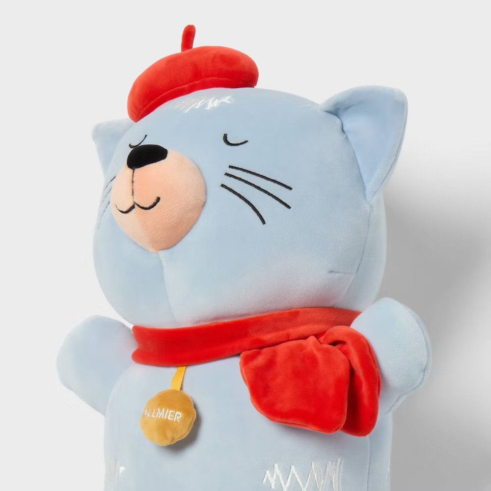 Cat Kids' Long Weighted Plush Throw Pillow Blue - Pillowfort