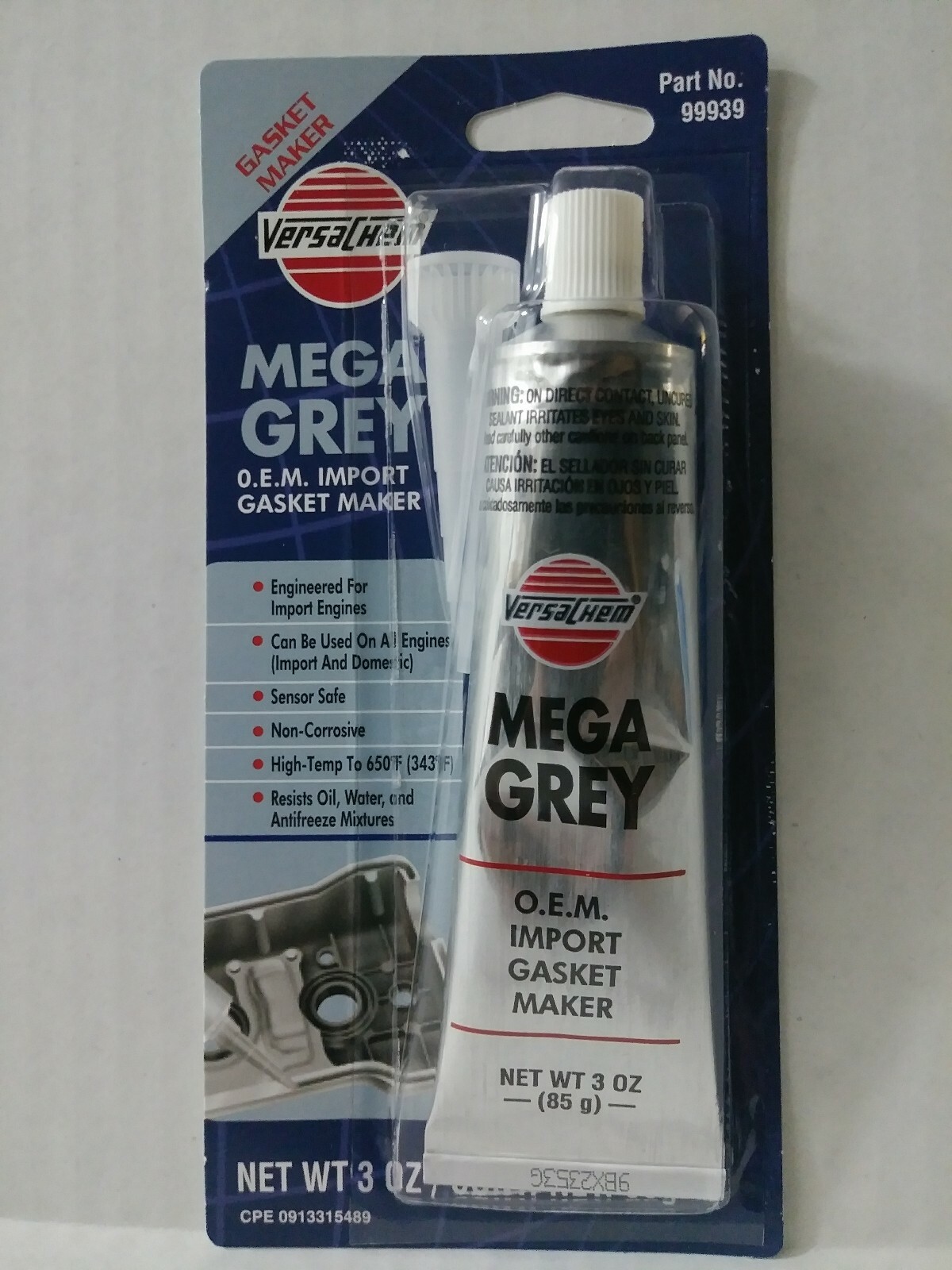 Gasket Maker 6 VersaChem 3 oz Mega Grey O.E.M Import Sensor Safe Silicone OEM