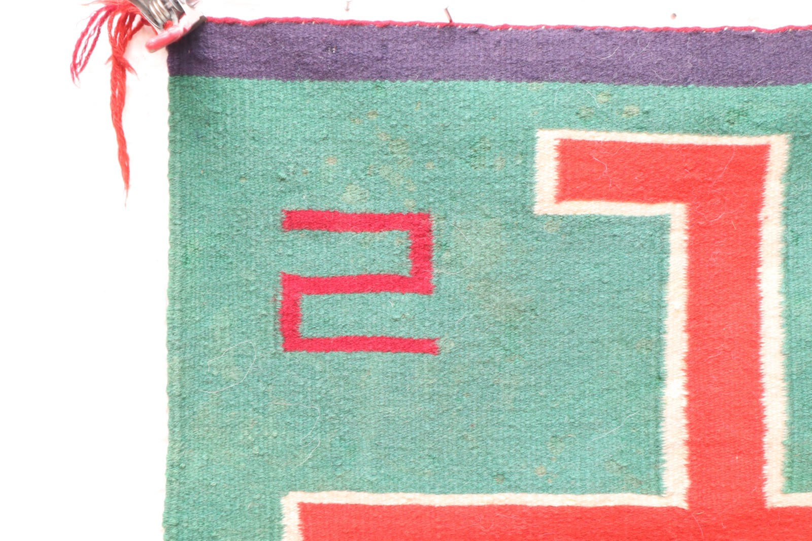 Antique Navajo Germantown Weaving Rug Pictorial Textile 23x22" VTG Whirling LOG