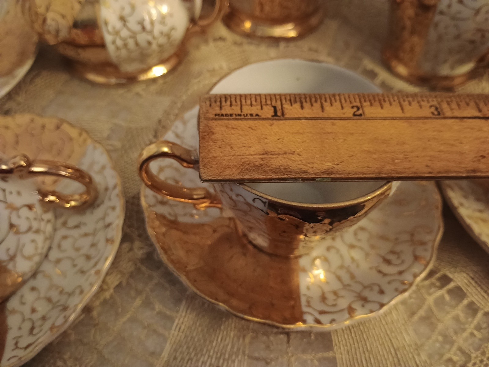 Antique Bavarian Gilded porcelain tea Set! Woldershof Pat 55! Good Condition