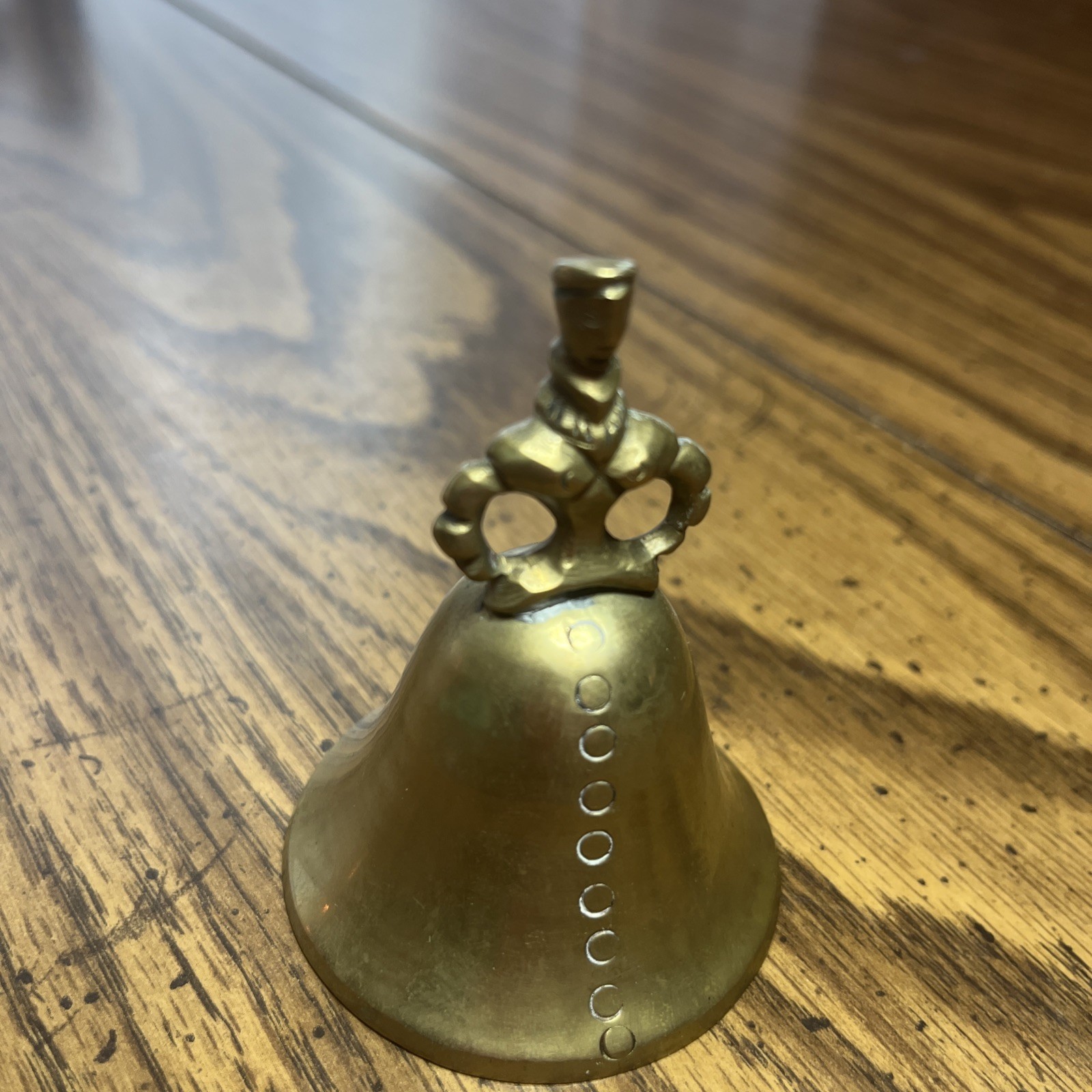 Vintage figure lady 3" fancy lady bell brass bronze