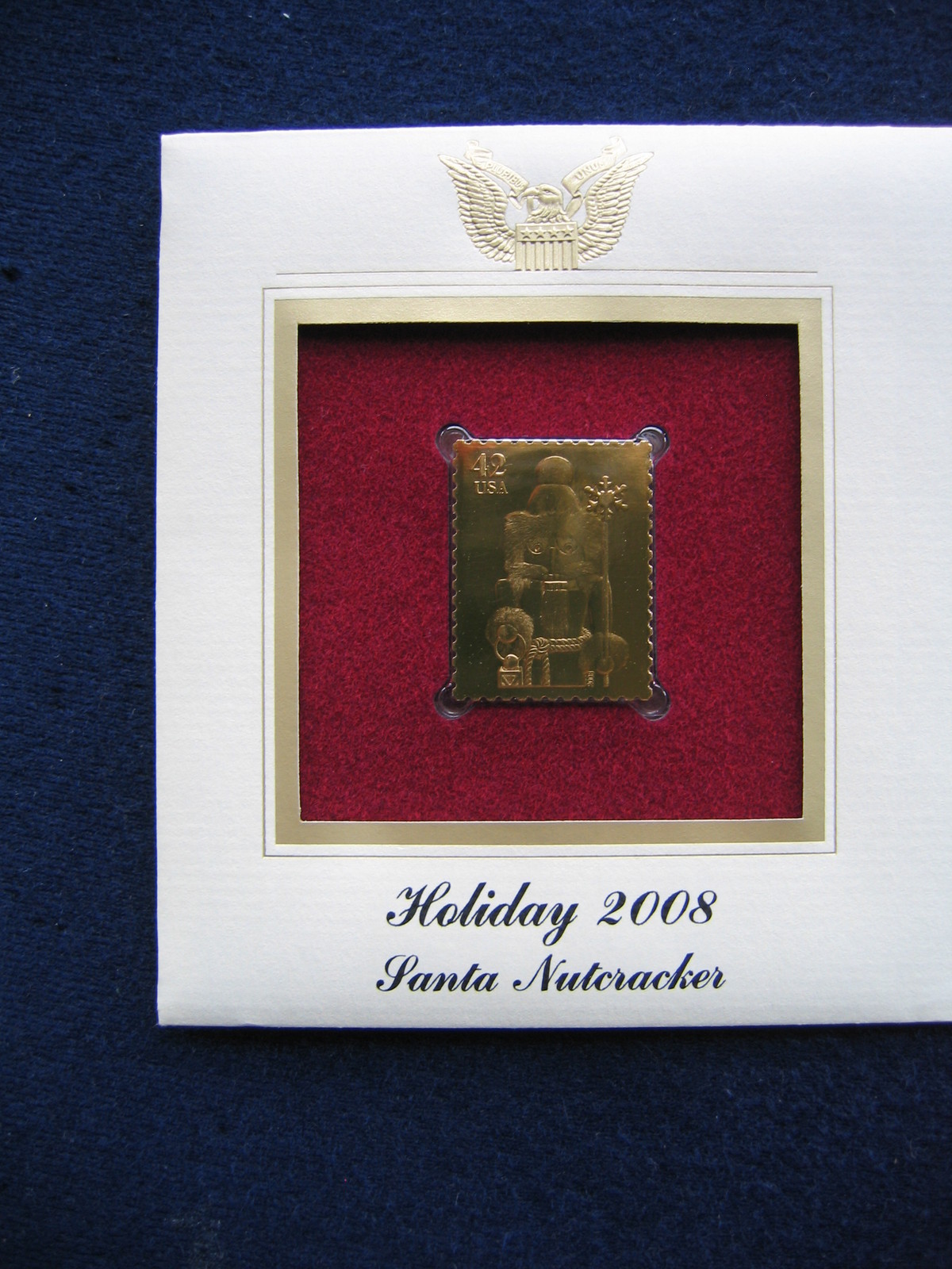 2008 Holiday Santa Nutcracker Replica FDI FDC Gold Golden Cover Stamp