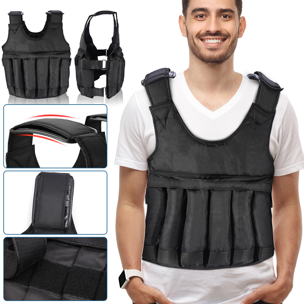 110lbs Exercise Weight Vest Weighted Adjustable Fitness Training Workout Sports
