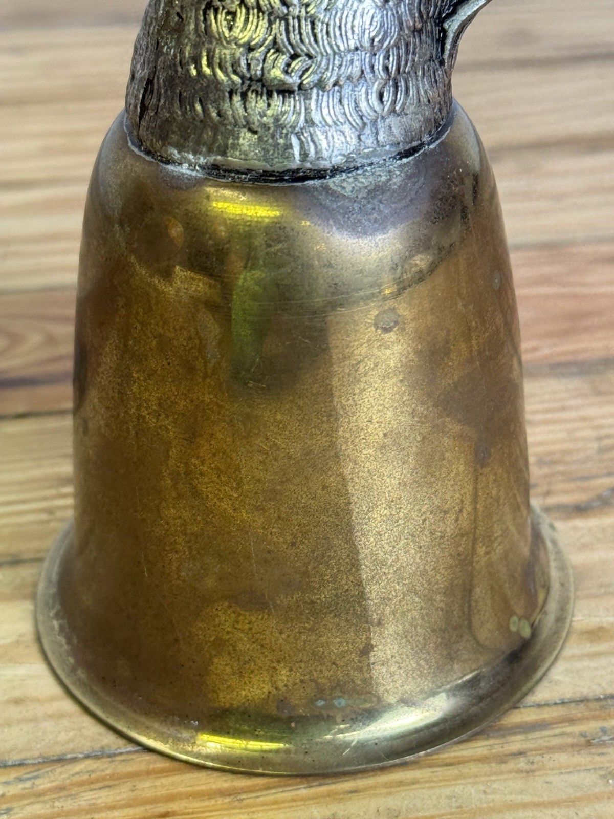 VINTAGE SIGNED MAURO MANETTI ITALY STIRRUP CUP HORSE HEAD BRASS AND SILVER PLATE