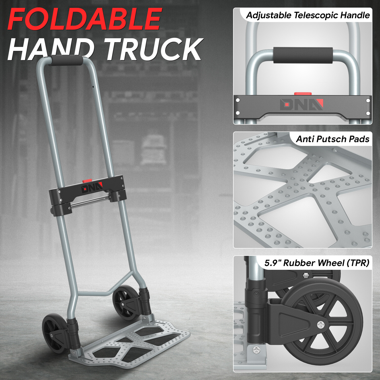 220 bs Cart Folding Dolly Collapsible Trolley Push Hand Truck Moving Office Home