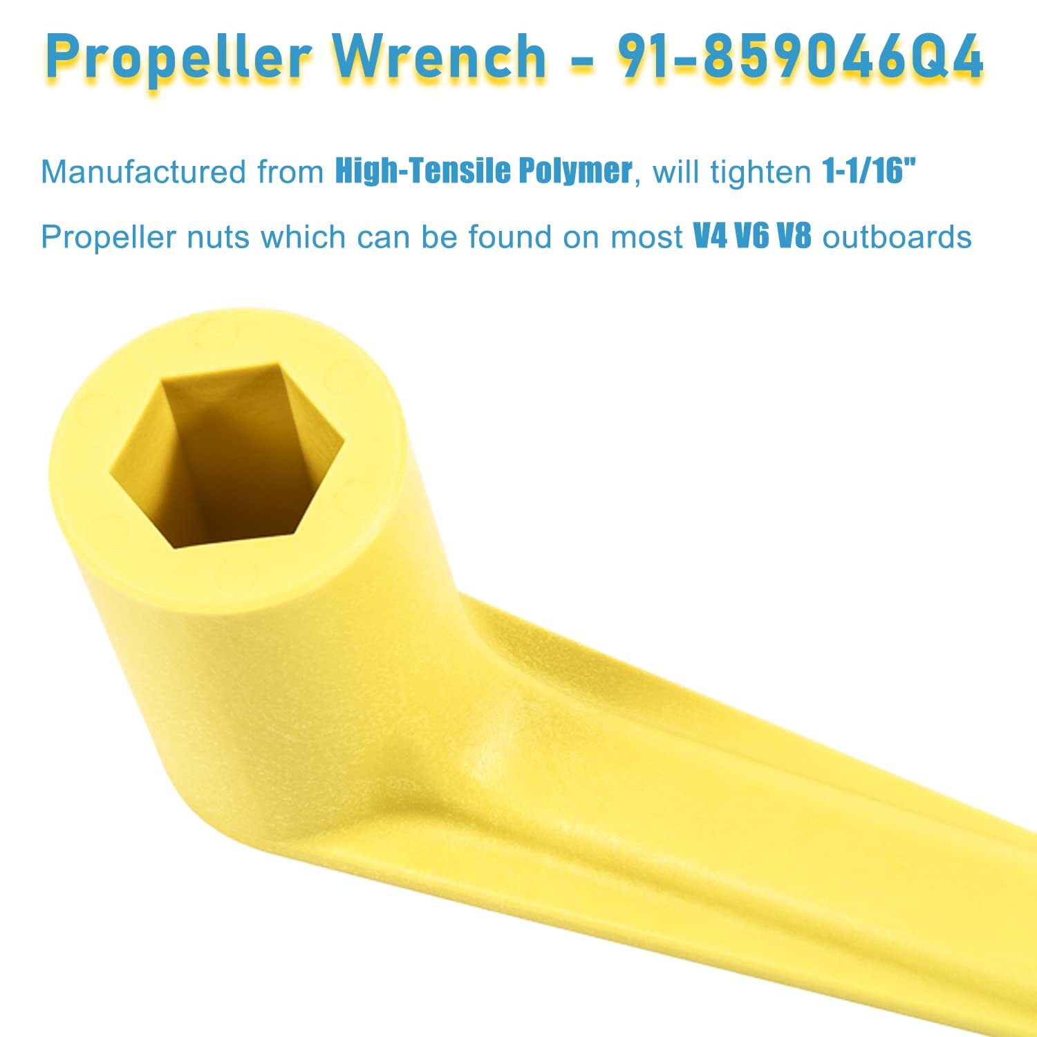 For Mercury Prop Wrench 1-1/16" Nut Wrench Alpha One Yellow - 859046Q4