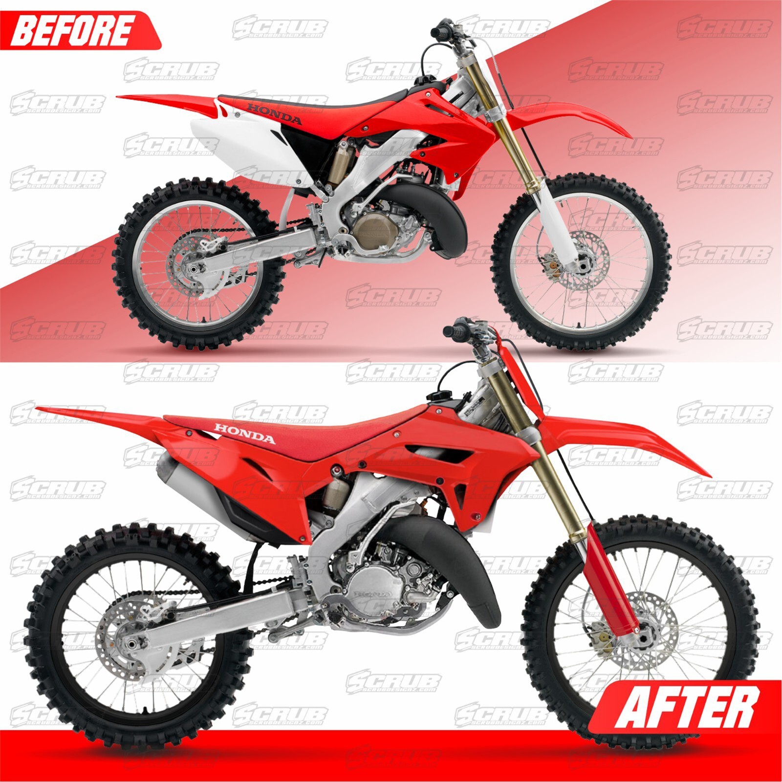 Honda 2002-2007 CR125R CR250R | New Polisport CR Restyle Plastic kit 2022 Red