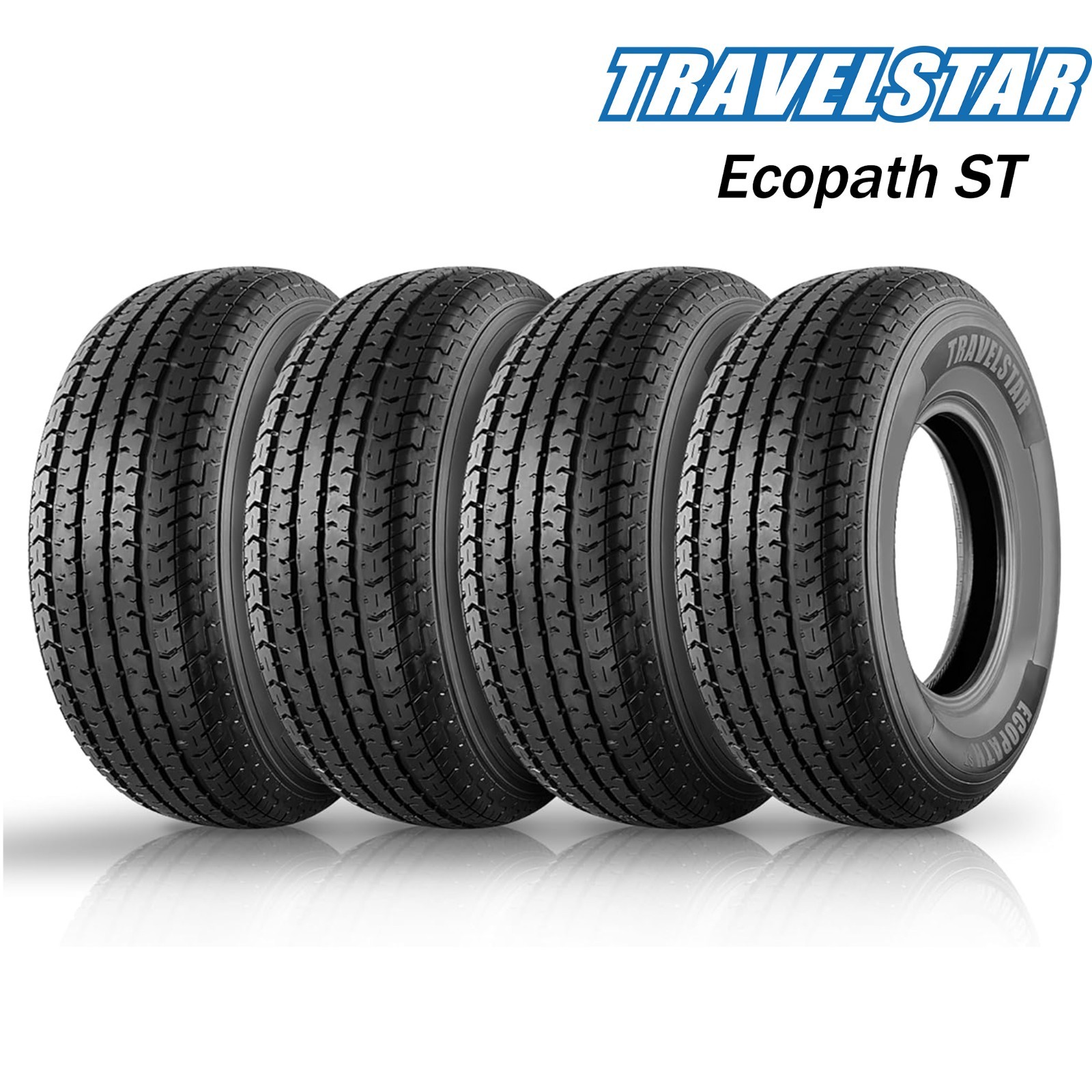 Set of 4 ST205/75R15 Trailer Tires Travelstar Ecopath ST 111M 10Ply 205 75 15