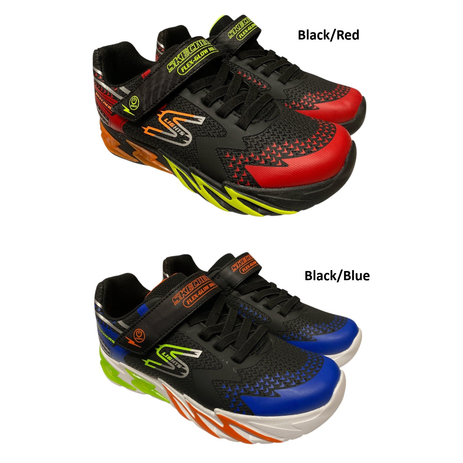 Skechers Boys Flex-Glow Bolt Light-Up Stretch Laced Sneaker