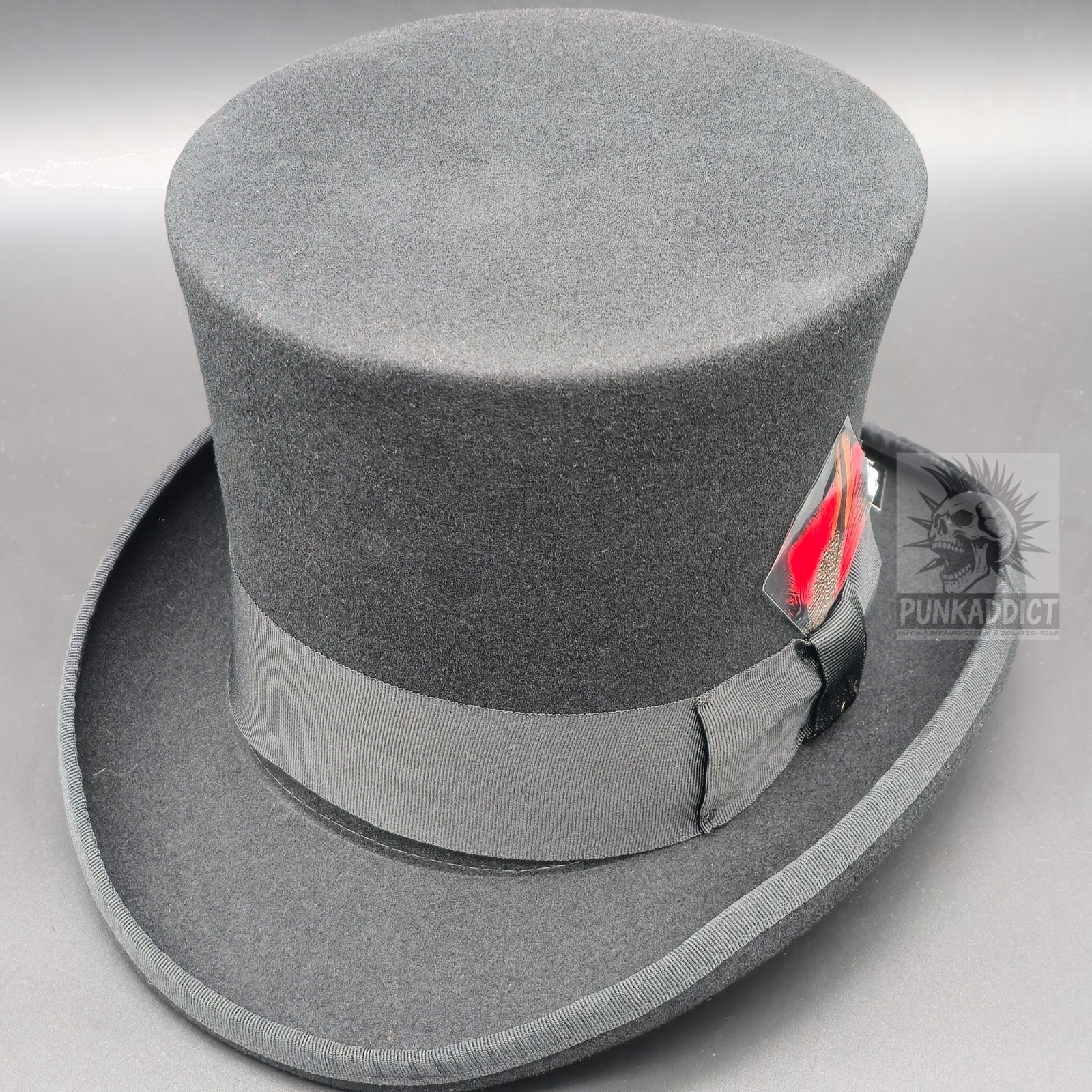 Gray Top Hat Wool Felt Victorian Slash Mad Hatter Steampunk Rock Star