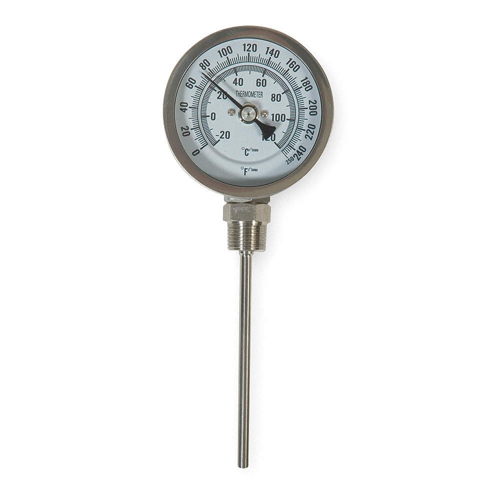 GRAINGER APPROVED 1NGB5 Bimetal Thermom,3 In Dial,0 to 250F 1NGB5
