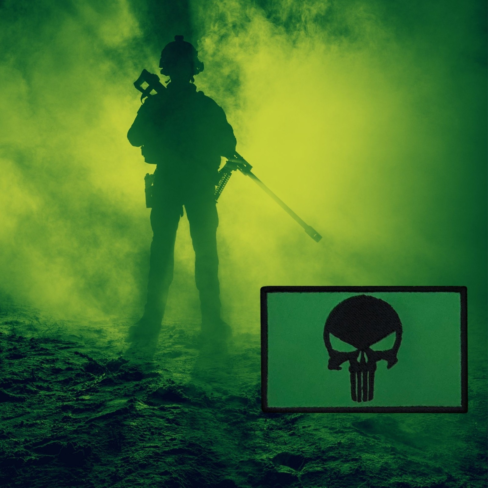 2Pcs Glow-in-the-Dark Skull Patch Set – Embroidered Tactical Morale Patches