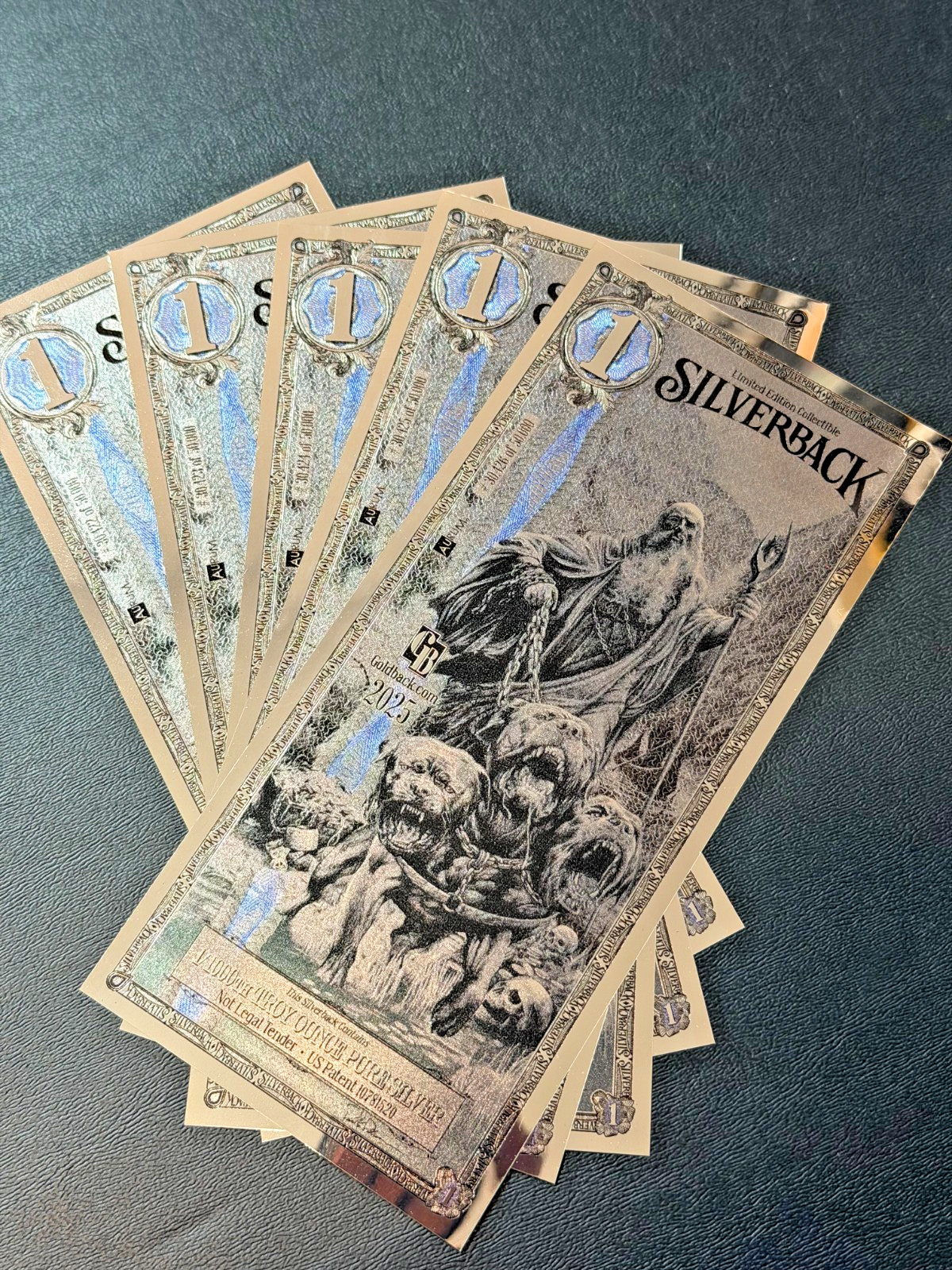 5X Silverback Hades Olympus 1/1000 OZ .999 Silver Note Limited Edition IN STOCK!