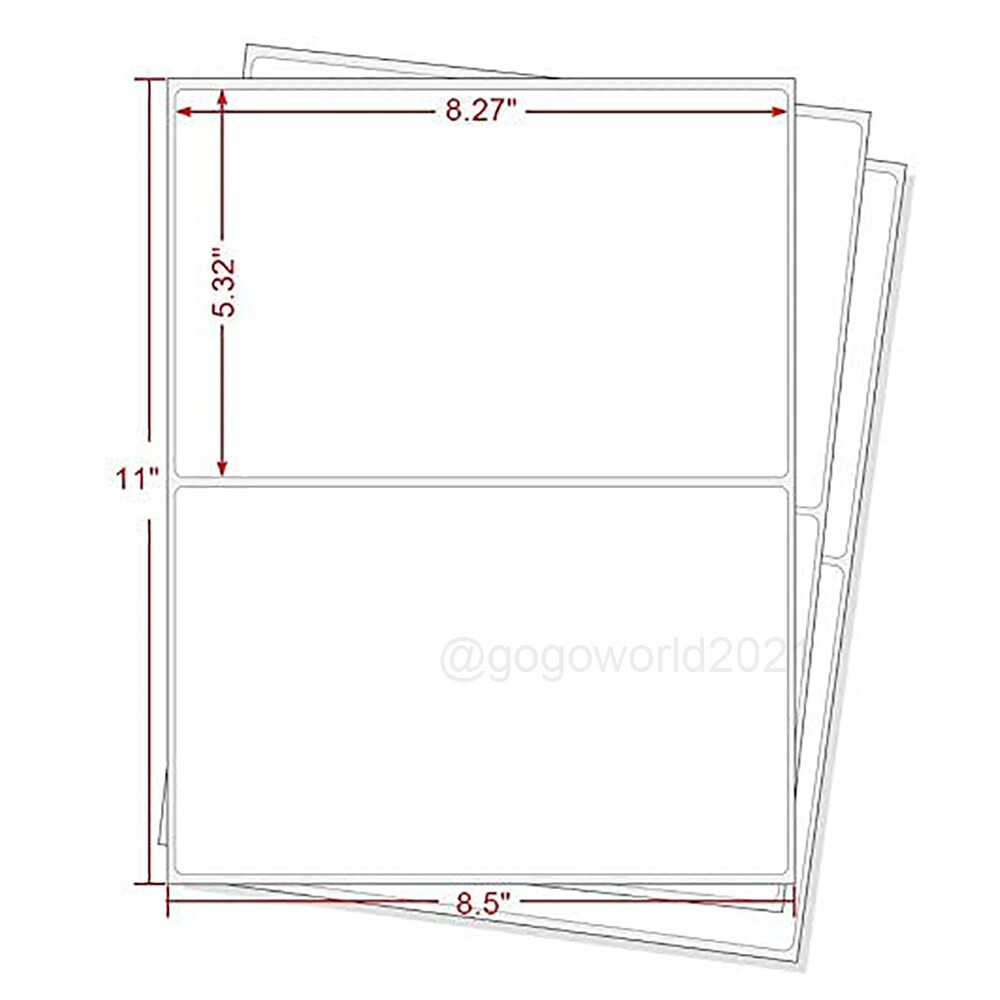 US 200 Shipping Labels 8.5 x 5.5 Rounded Corner Self Adhesive 2 Per Sheet Blank