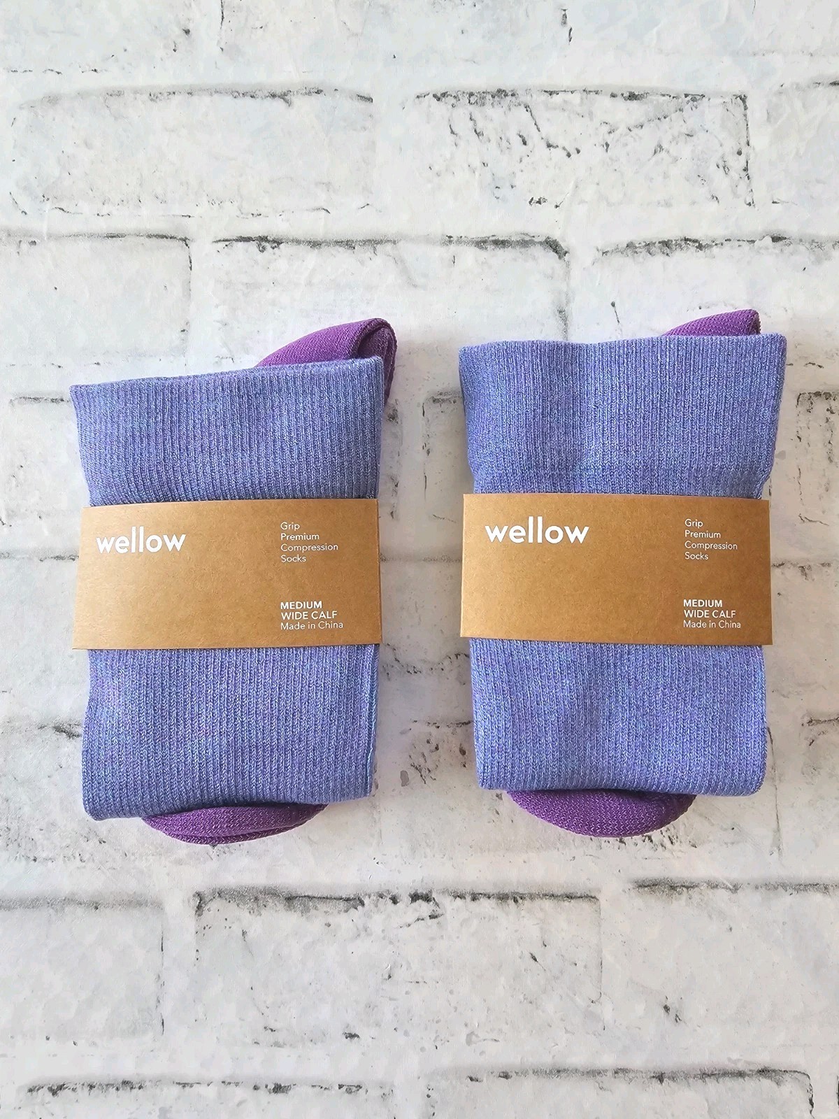 Two Pair Wellow Size Medium Wide Calf Bamboo Compression Socks In Galaxy Twist
