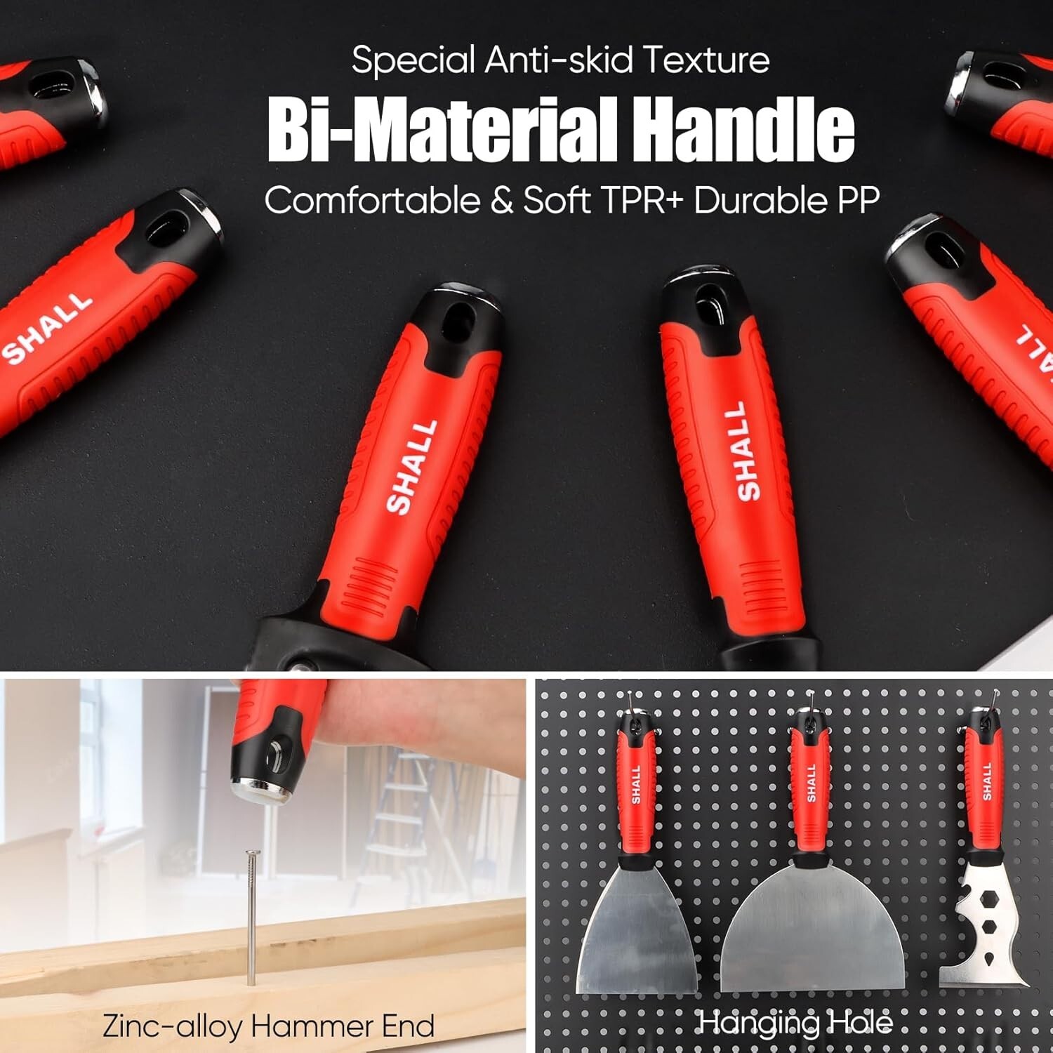 SHALL Drywall Knife Set, 7 Pcs Stainless Steel Drywall Hand Tool Kit