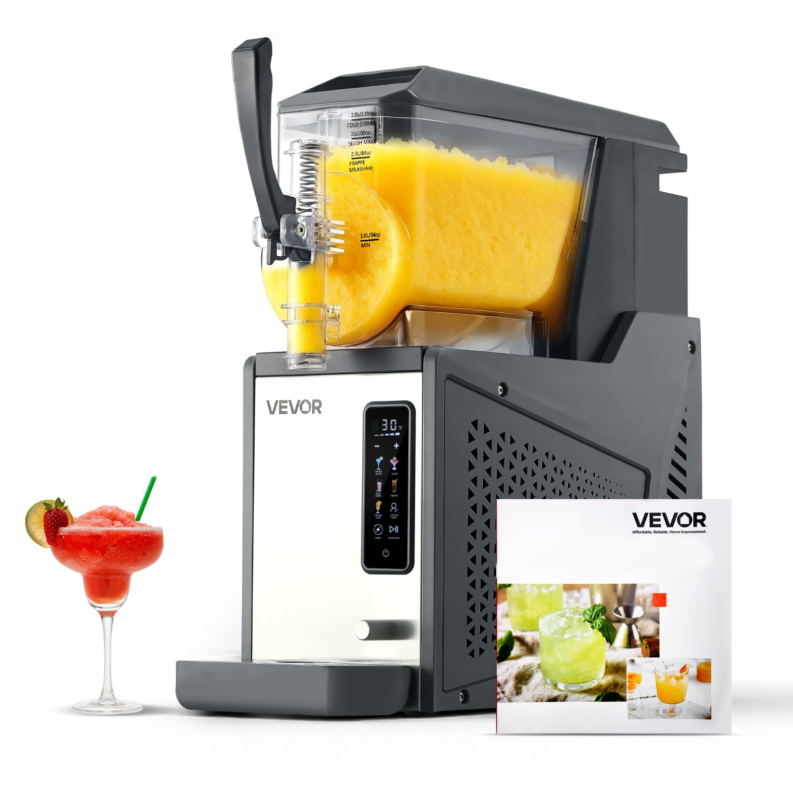 VEVOR Slushie Machine 4L/135oz No Ice Needed Frozen Drink Maker with Single Tank