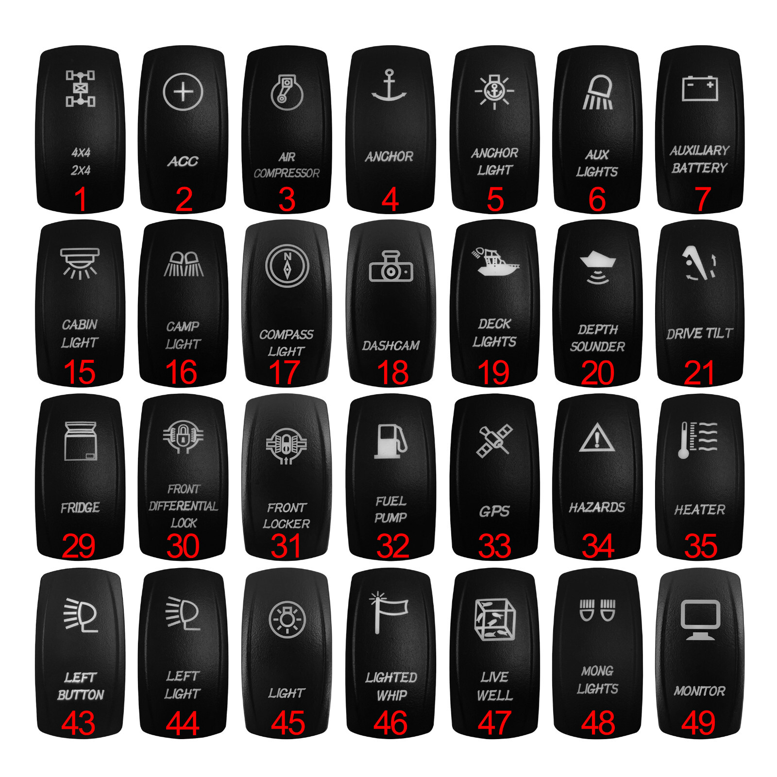 Rocker Cap for 12V 20A Car Boat  Switch COVER Replacing Contura Carling Type