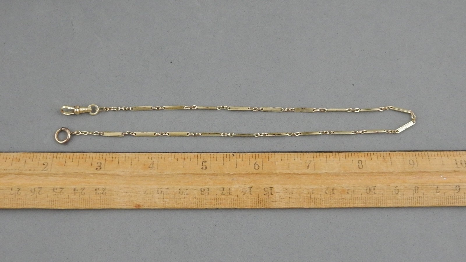 Antique 1/10 14K Yellow Gold Filled 14.25" Bar Link Pocket Watch Chain 6g