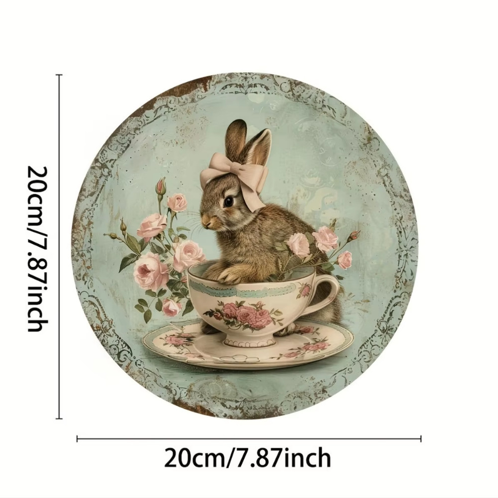 Easter Spring Bunny Happy Easter Wood Door Wall Sign Decor Rabbit Wooden Wreath