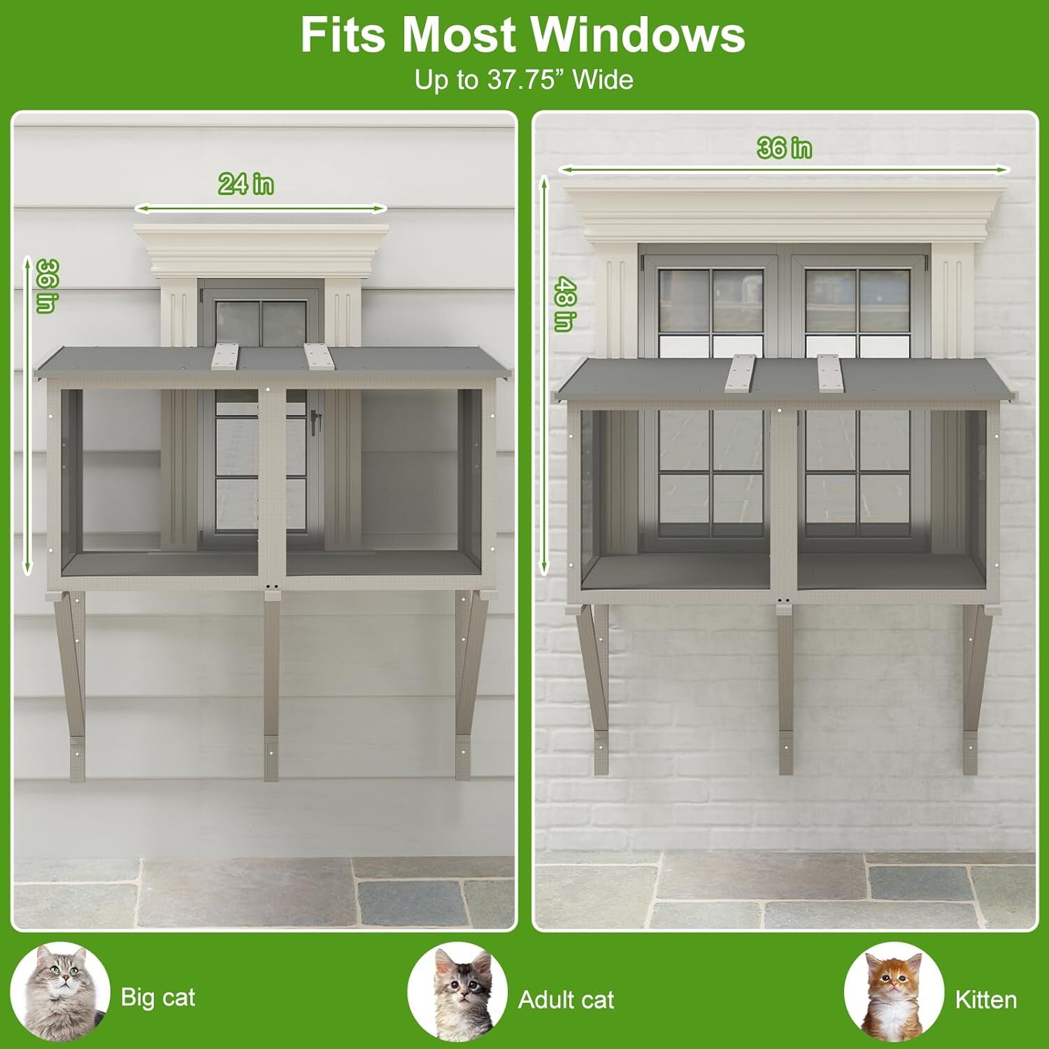 Petscosset Cat Window Box Catio Outdoor Cat Enclosure All-Weather Use