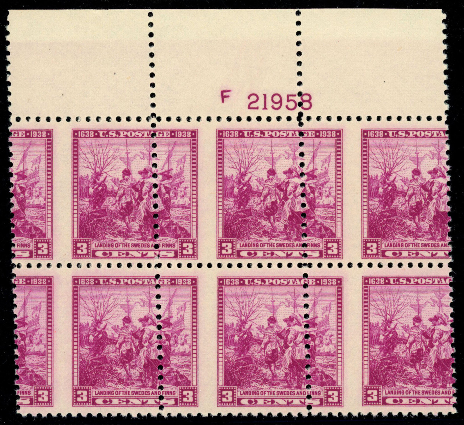USA Scott# 836 Mint NH Plate Block of 6, Vertical Perforation shift (56310)