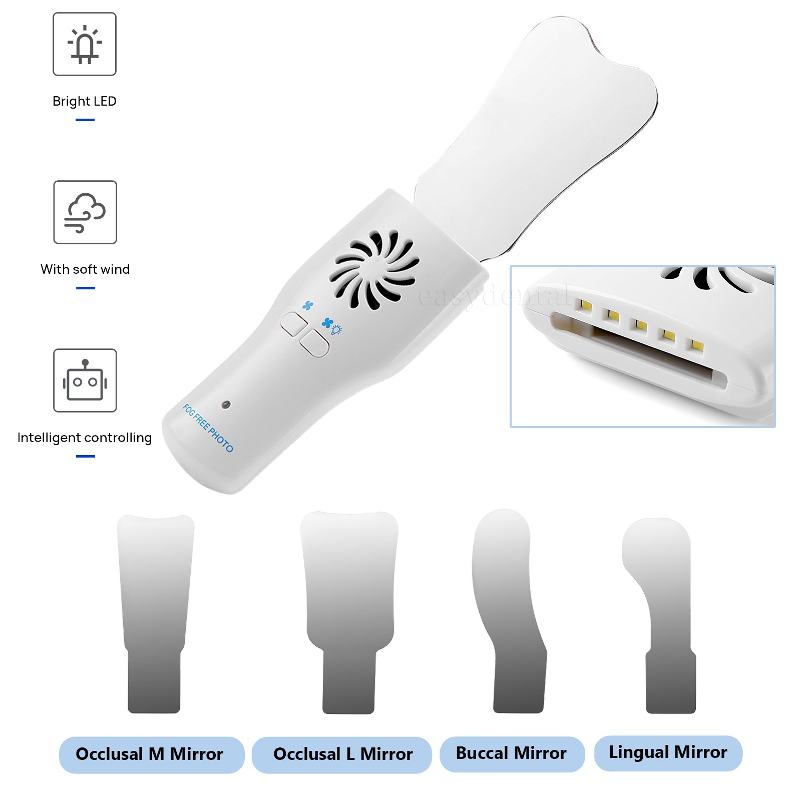 Dental Occlusal Mirror Fog Free LED Intra Oral Photo System 4 Mirrors Anti-Fog