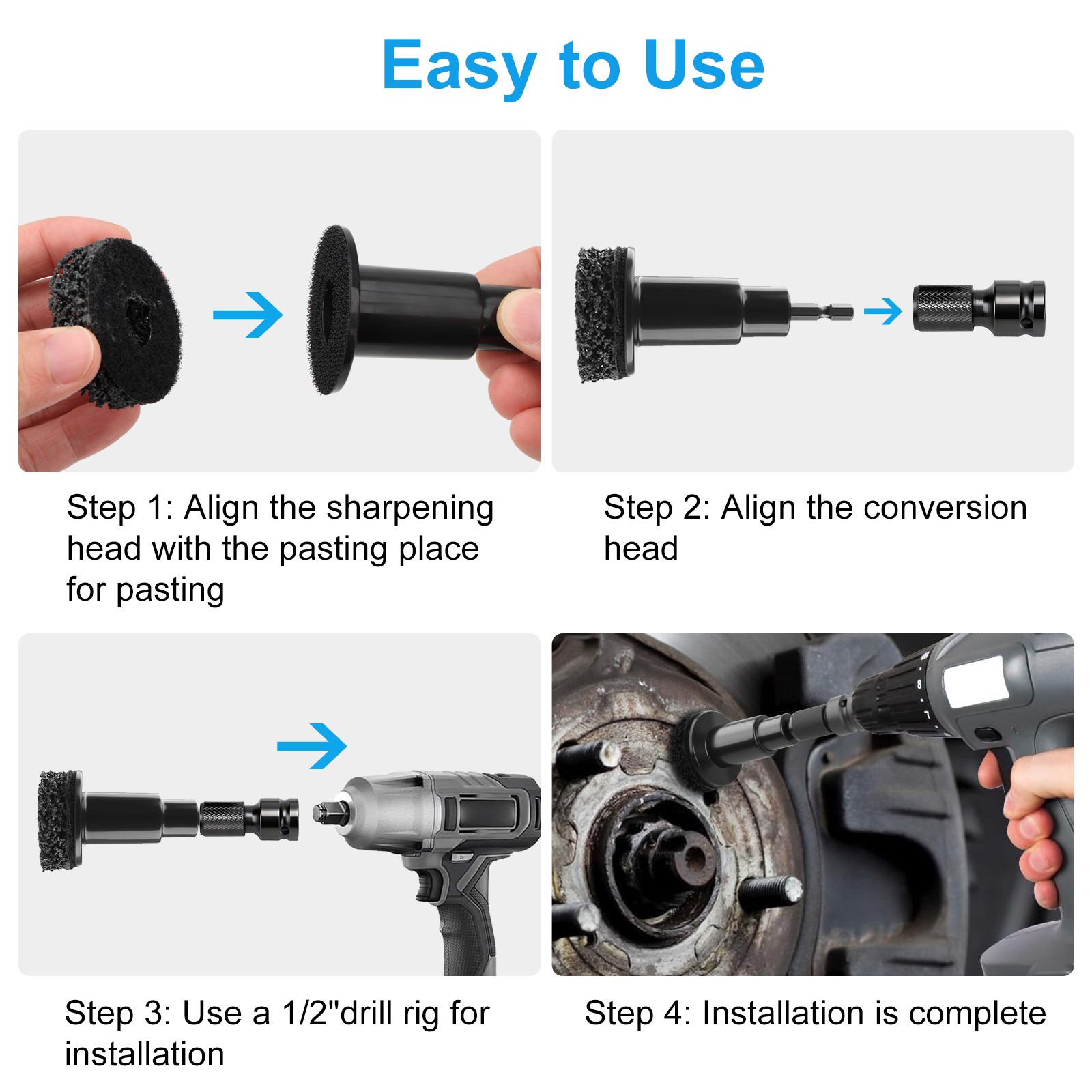 12PCS Wheel Stud Hub Cleaner Rust Removal Kit for Brake Disc Polishing Grinding