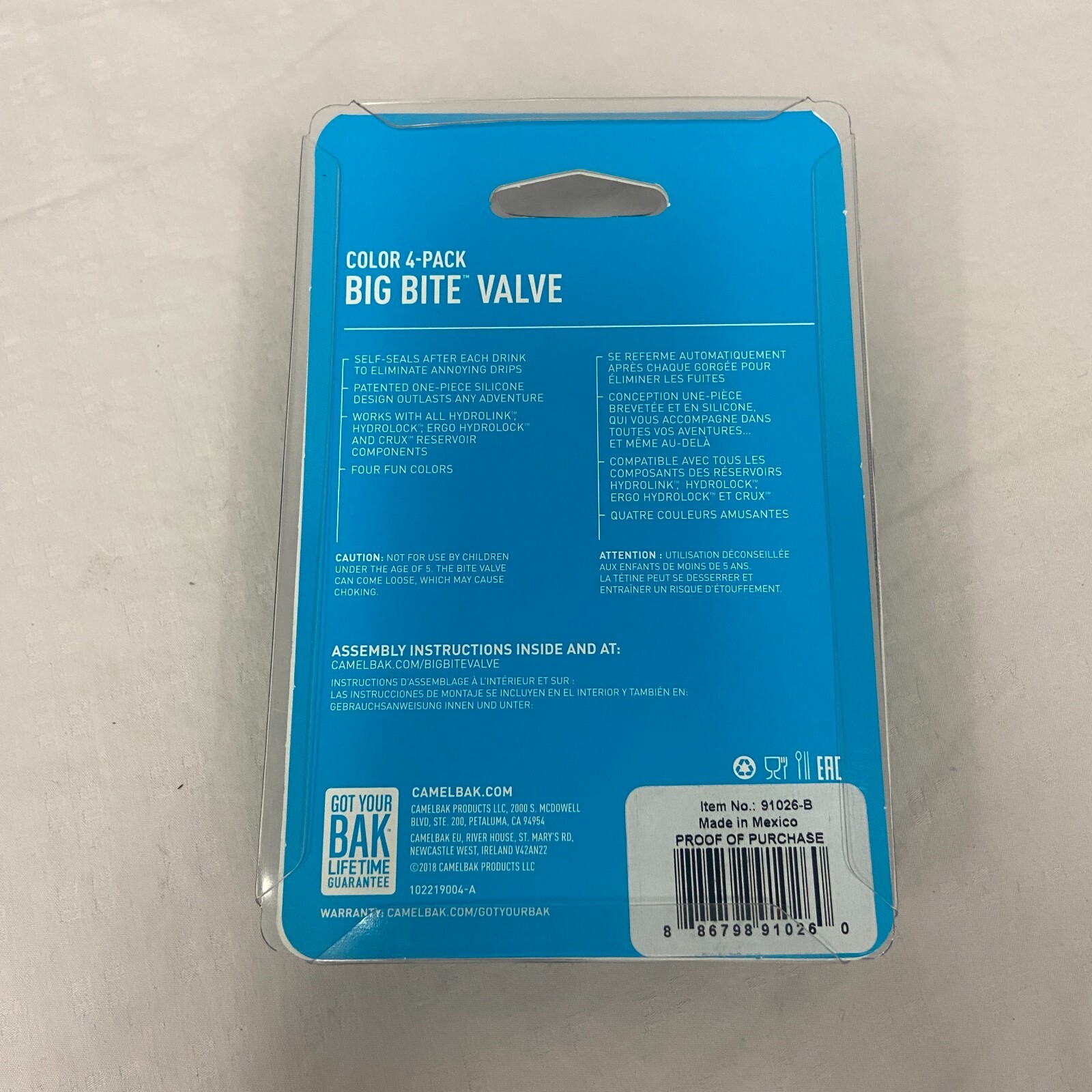Camelbak Hydration Pack Big Bite Valve Replacement Blue 4-Pack NEW