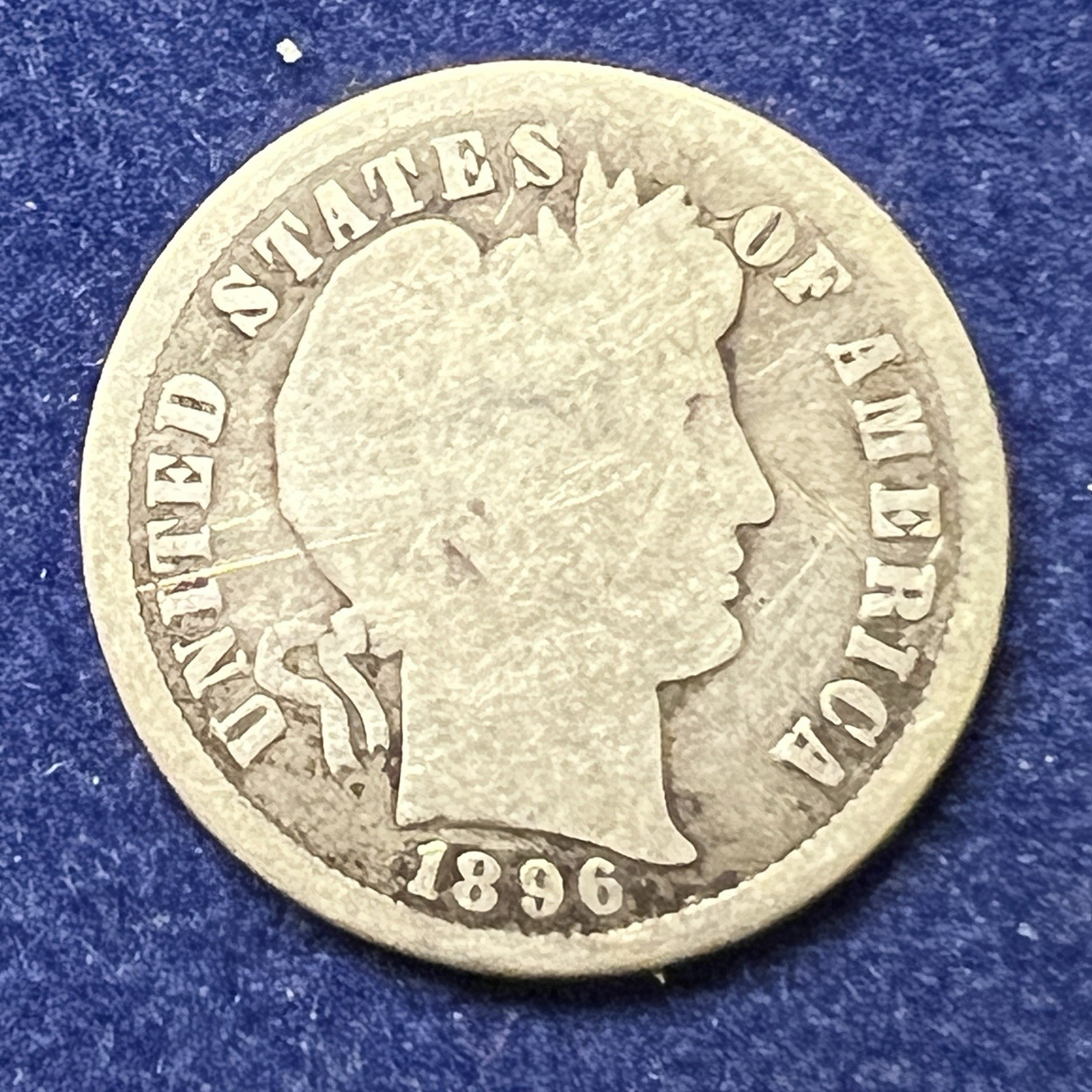 1896-S Barber Silver Dime Rare Key Date San Francisco (obverse scratches)