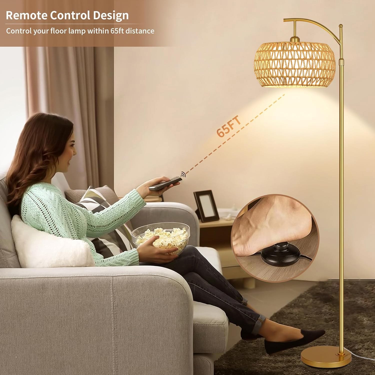 Gold Floor Lamp for Living Room with 3 Color 12.2 inch, gold-cydariform