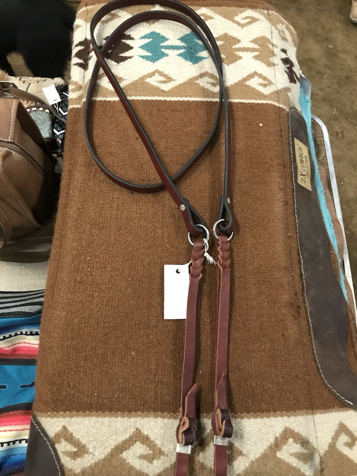 CUSTOM QUALITY WESTERN LEATHER ROPING REINS WITH HAND BRAIDED BLOOD KNOTS HORSE