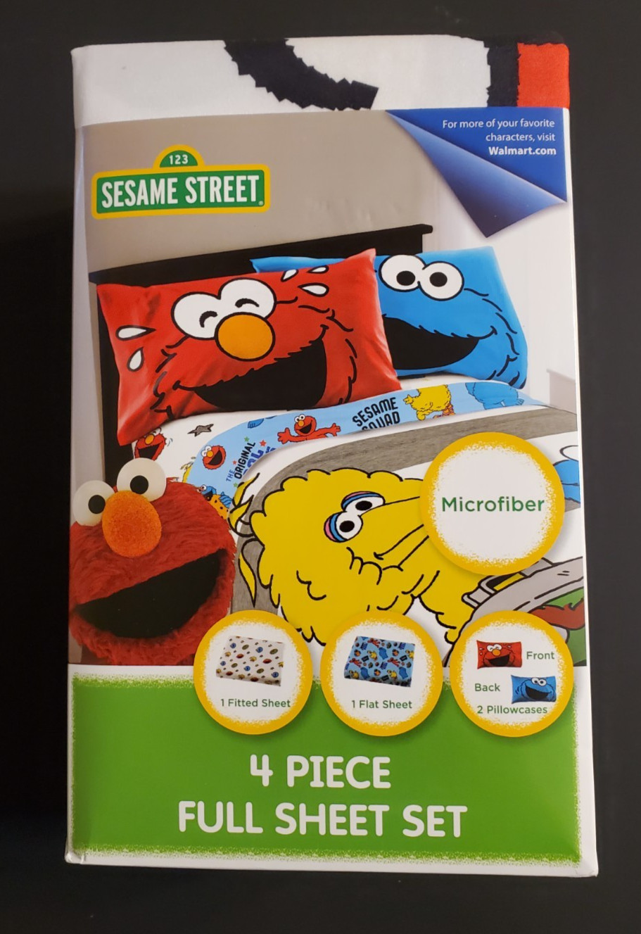 123 Sesame Street 4 Piece Full Sheet Set. Elmo. Cookie Monsters. Big Bird. Kids